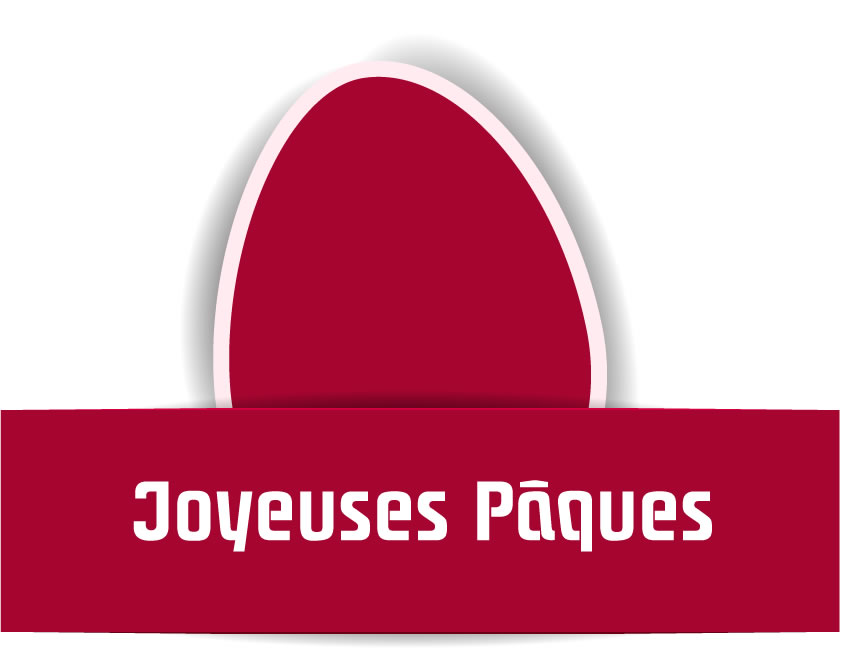 Image avec oeuf de Pâques rouge et message Joyeuses Pâques