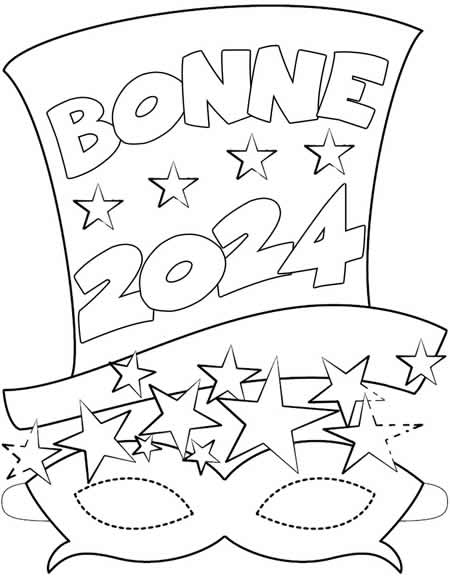 Coloriage du chapeau du Nouvel An 2025