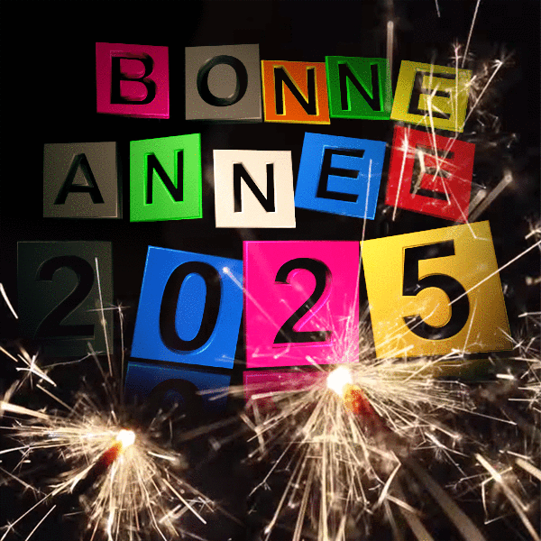 Gifs animé Bonne Anne 2025 Étincelle brûlante Nouvel An 2025