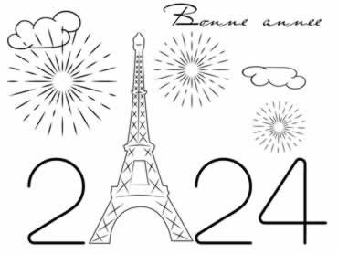 Bonne année de la France avec la Tour Eiffel