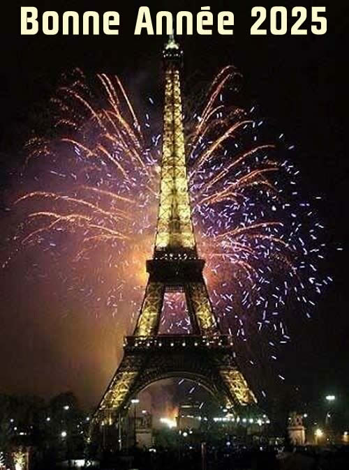 Image 2025 de la tour Eiffel avec des feux d'artifice