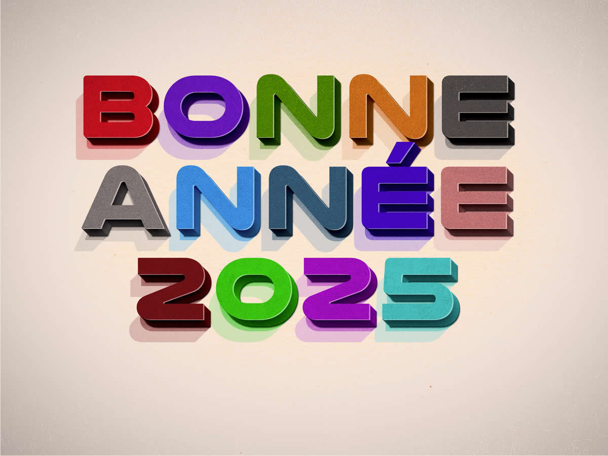 Bonne année 2025 effet rétro coloré