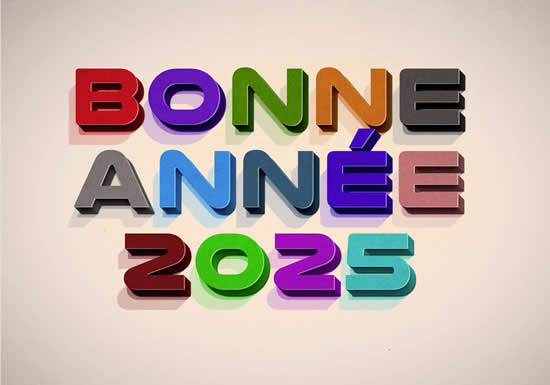 image bonne année 2025 effet rétro coloré