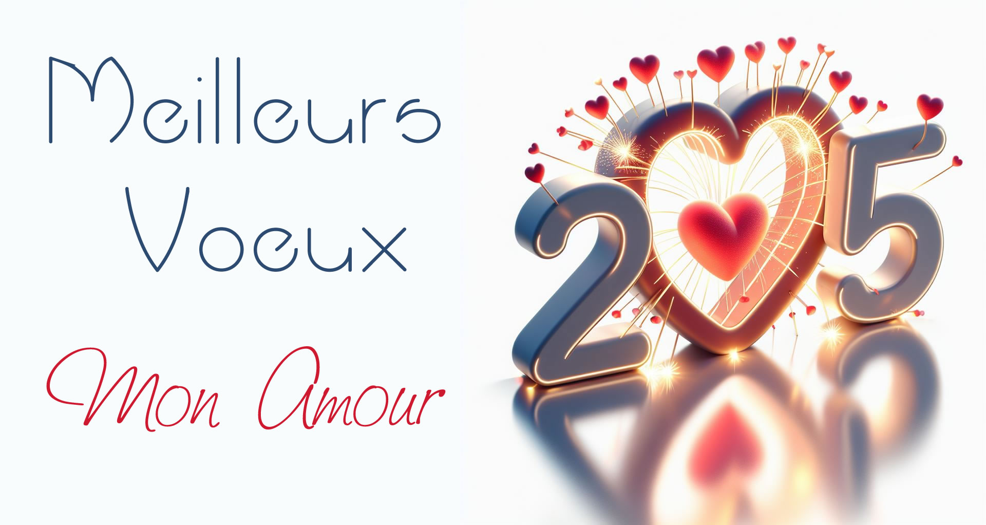 Meilleurs Vœux 2025 en forme de coeur