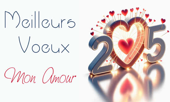 image Meilleurs Vœux 2025 Mon Amour avec coeur