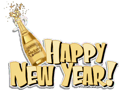 gif animé avec champagne débouchage et texte anglais Happy New Year