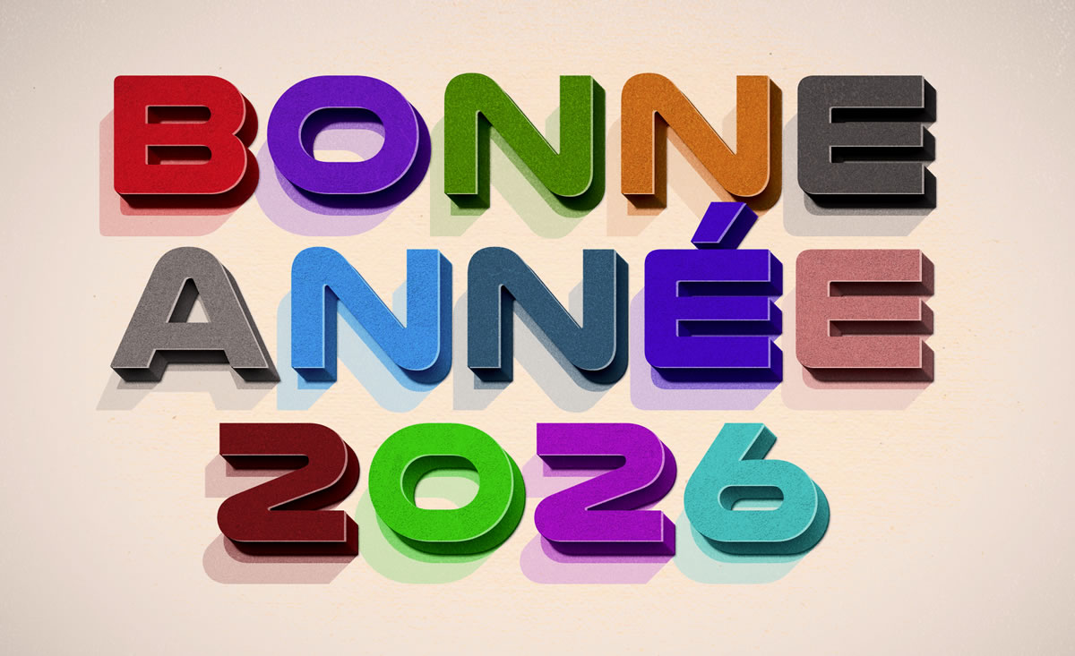 Bonne année 2027 effet rétro coloré