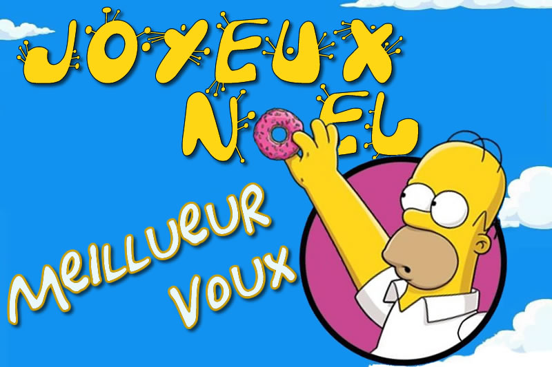 Homer protagoniste de la série télévisée de dessins animés The Simpsons ici nous donne ses meilleurs voeux, mais toujours un amoureux des beignets, il vole un beignet