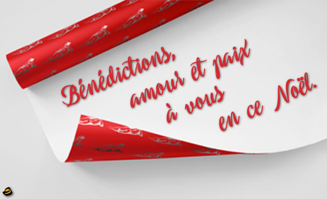 image voeux de noel avec texte Bénédictions, amour et paix à vous en ce Noël.