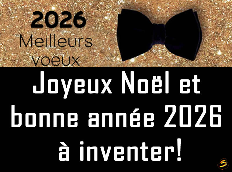 image voeux Célébrations de Noël et du Nouvel An avec texte Joyeux Noel et Bonne Annee a inventer. Bonne Année 2027