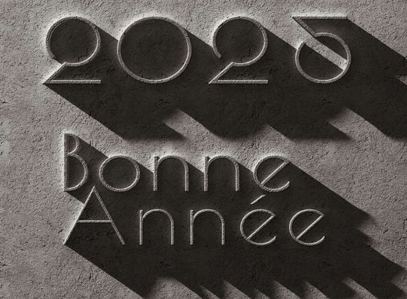 Image 2025 bonne année avec effet de roche en relief