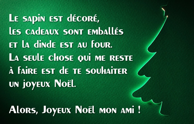 Image de fond vert avec message de joyeuses fêtes: Alors, Joyeux Noël mon ami !