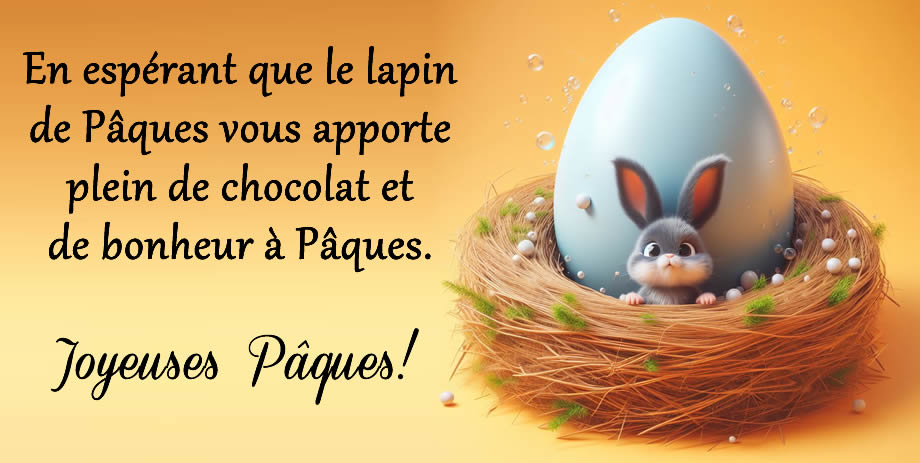 Image avec un joli lapin et un œuf de Pâques