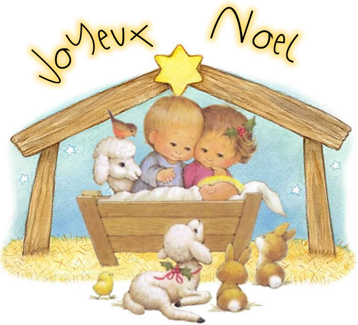 Image douce de la représentation de la nativité, faite par des enfants avec Joseph, Marie et bébé Jésus dans la crèche