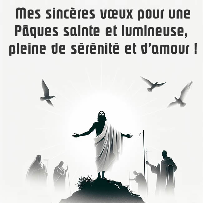 Image religieuse de Pâques avec la résurrection du Christ avec message de salutation