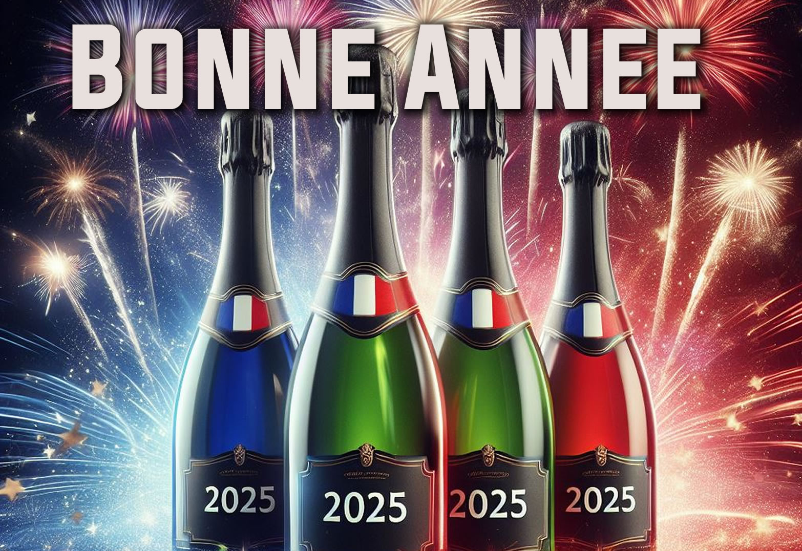 Image 2025 : 4 Bouteilles de vin mousseux pour les voeux de Bonne Année