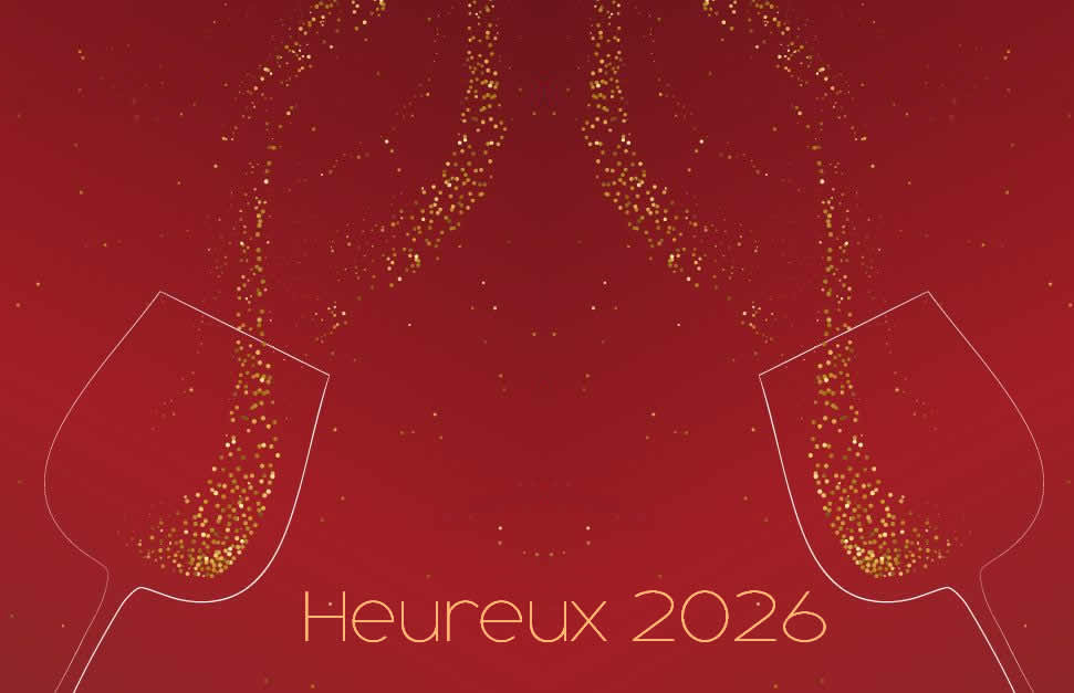 Image avec deux coupes prêtes à trinquer pour un 2025 heureux