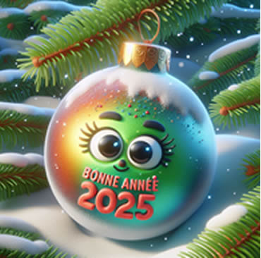 Boule décorative avec texte Joyeux 2025
