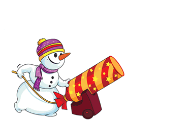 GIF animé avec bonhomme de neige tirant des vœux de bonne année
