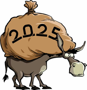 Clipart avec âne avec un gros sac 2023